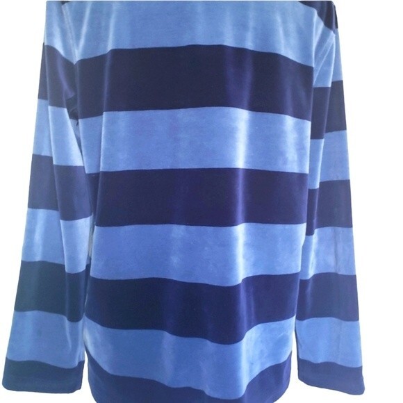 LAUREN RL Super Soft PullOver Blue Striped Hoodie - Picture 8 of 12
